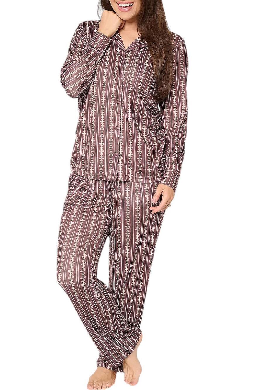 Berkshire Homewear Women's Printed Pointelle Pajama Set Chocolate - Regular